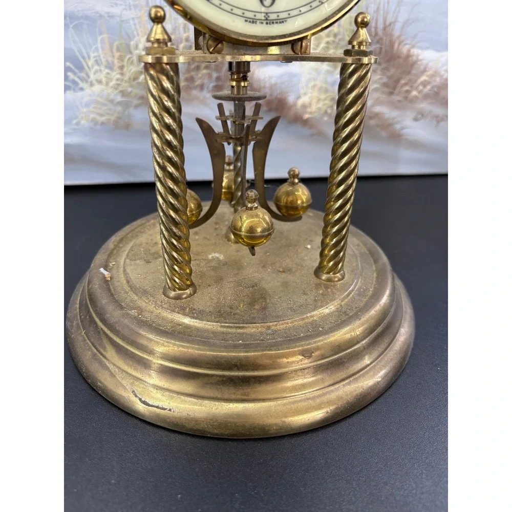 Vintage Kundo Brass 400 Day Anniversary Torsion Pendulum Clock Germany UNTESTED